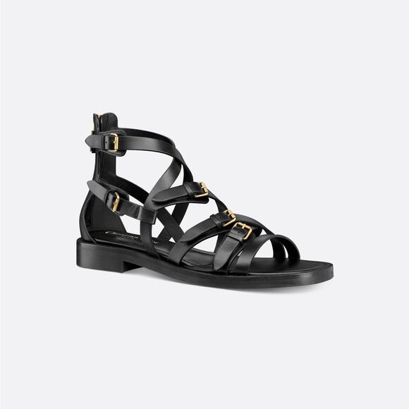 Dior L'amazone Leather Sandal, Black size 38.5EU NIB - Picture 1 of 16